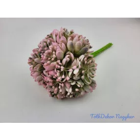 Kövirózsás 6 szálas dekor köteg 28 cm - Rózsaszín