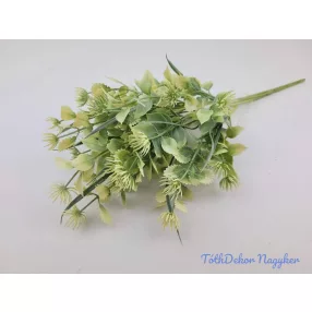 Vegyes levelű 5 ágú műzöld bokor 40 cm - Fehér