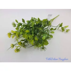 Vegyes levelű 5 ágú műzöld bokor 40 cm - Sárga