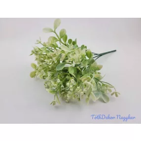 Bogyós 5 ágú műzöld csokor 29 cm - Fehér