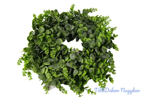 Hamvas eukaliptuszos műzöld koszorú 35 cm