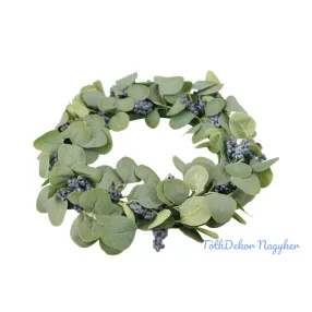 Hamvas levelű bogyós koszorú 40 cm