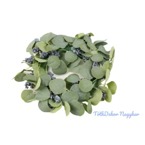 Hamvas levelű bogyós koszorú 32 cm