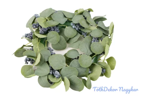 Hamvas levelű bogyós koszorú 32 cm