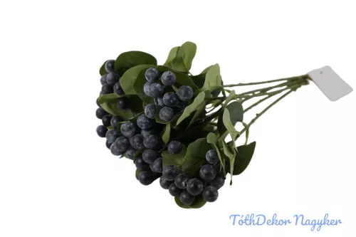 Bogyós 6 szálas kötegelt csokor 35cm - Kék