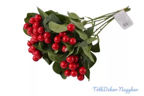 Bogyós 6 szálas kötegelt csokor 35cm - Piros