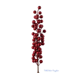 Gyöngyházas bogyós ág 54cm - Piros