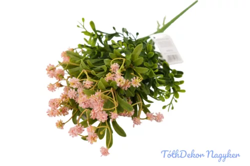 Rezgős 6 ágú műzöld bokor 36cm - Rózsaszín
