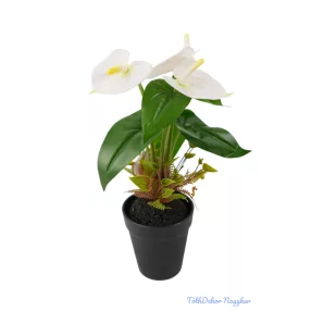 Cserepes gumi flamingó 30cm - Fehér