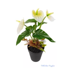 Cserepes gumi flamingó 30cm - Fehér-Zöldes