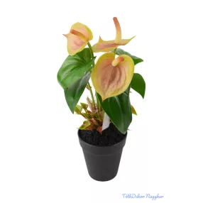 Cserepes gumi flamingó 30cm - Zöldes