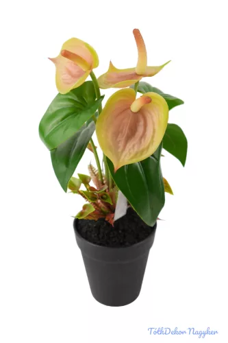 Cserepes gumi flamingó 30cm - Zöldes