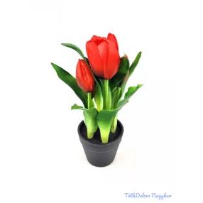Cserepes gumi tulipán 2+3 fejes 23 cm - Piros