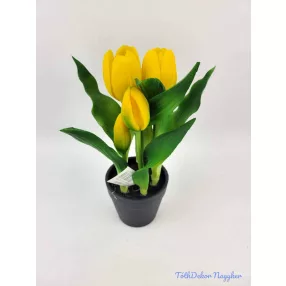 Cserepes gumi tulipán 2+3 fejes 23 cm - Sárga