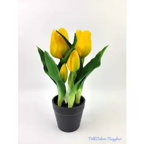 Cserepes gumi tulipán 2+3 fejes 24 cm - Sárga