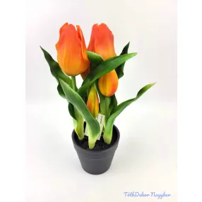 Cserepes gumi tulipán 2+3 fejes 24 cm - Narancs