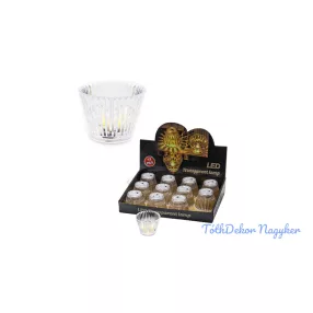 Poharas LED mécses meleg fényű 6,7x5cm - Csíkos