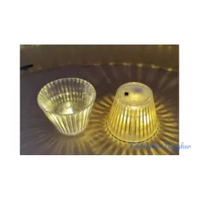 Poharas LED mécses meleg fényű 6,7x5cm - Csíkos