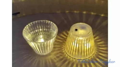 Poharas LED mécses meleg fényű 6,7x5cm - Csíkos