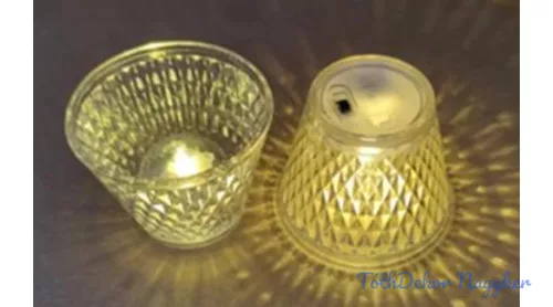 Poharas LED mécses meleg fényű 6,7x5cm - Cserepes
