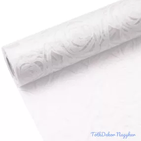 Rózsafejmintás 3D vetex 50cm x 4.5m - Fehér
