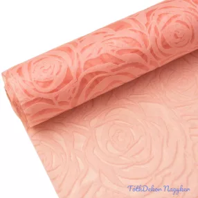 Rózsafejmintás 3D vetex 50cm x 4.5m - Púder rózsaszín