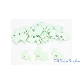   Nyuszi virágmintás menta fa dekor 3 méretben 30 db / csomag