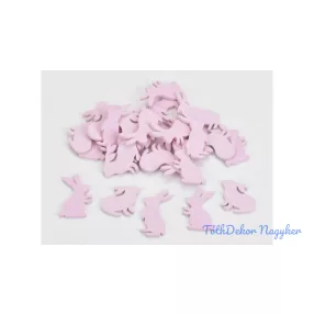 Nyuszi ülő és álló pózban rózsaszín 4 cm fa dekor 