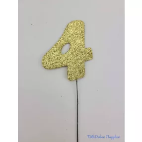 Arany csillámos szám drót pálcán - 4