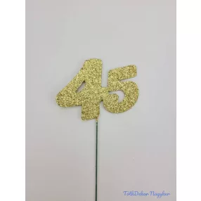 Arany csillámos szám drót pálcán - 45