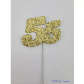 Arany csillámos szám drót pálcán - 55