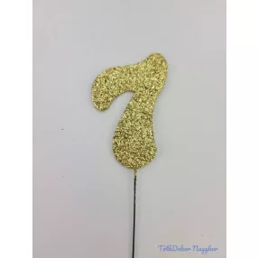 Arany csillámos szám drót pálcán - 7