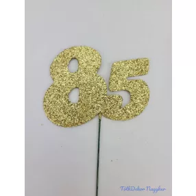 Arany csillámos szám drót pálcán - 85