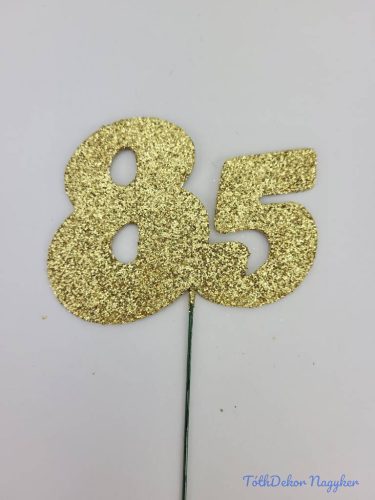 Arany csillámos szám drót pálcán - 85