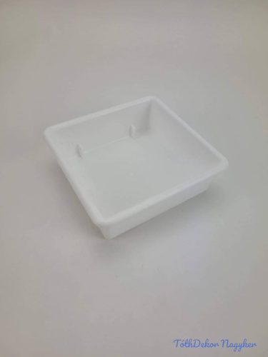 Kocka műanyag tál 1/2 tűzőhabos 11x11cm - Fehér
