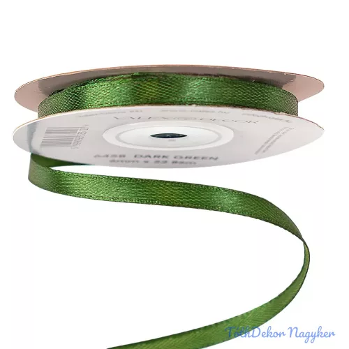 Szatén szalag 6 mm x 22.86 m - Sötétzöld