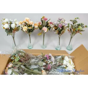 Zinnia 7 ágú selyemvirág csokor zöldekkel 31 cm