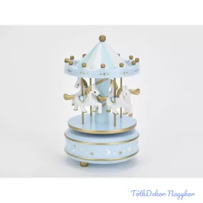 Zenélő lovas körhinta 18x11cm - Kék