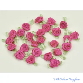 Szatén rózsa virágfej 2 cm - Magenta