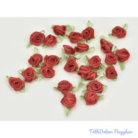 Szatén rózsa virágfej 2 cm - Piros