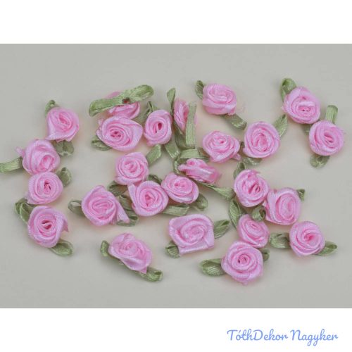 Szatén rózsa virágfej 2 cm - Rózsaszín