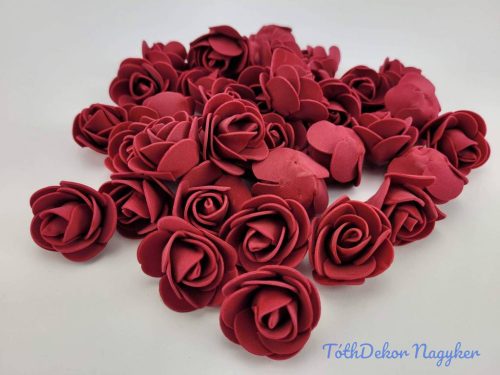 Polifoam rózsa fej midi virágfej habvirág 3 cm habrózsa - Bordó