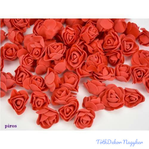 Polifoam rózsa fej midi virágfej habvirág 3 cm piros habrózsa