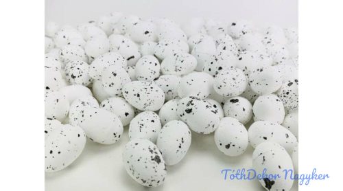 Festett polisztirol tojás fehér színű pöttyös 3x2 cm