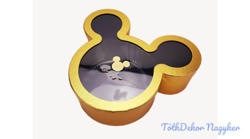 Mickey egér ablakos fedelű papírdoboz 33,5x29x10 cm - Arany