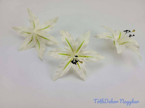 Liliom selyemvirág fej 13 cm - Törtfehér