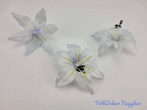 Liliom selyemvirág fej 13 cm - Fehér Lilás Árnyalatú