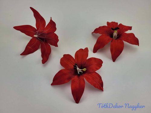 Liliom selyemvirág fej 13 cm - Piros