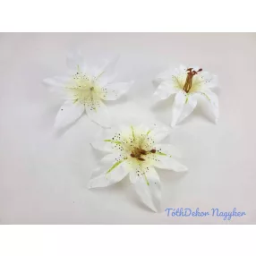 Liliom selyemvirág fej 13cm - Törtfehér