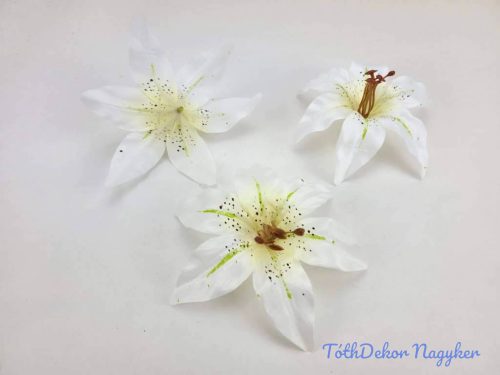 Liliom selyemvirág fej 13cm - Törtfehér